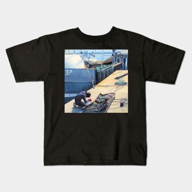 Boat Repairs - Weymouth Harbour Kids T-Shirt by richardpaul